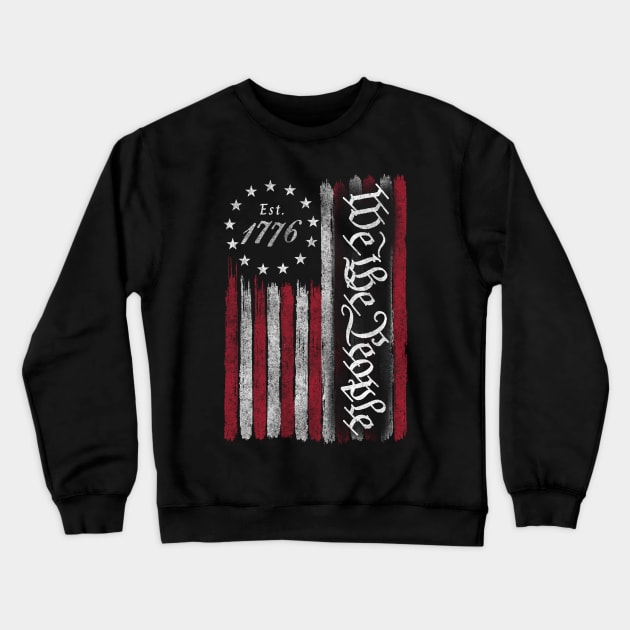 We the people - 4th Of July - Independence Day - Vintage USA Flag 1776 Crewneck Sweatshirt by LMW Art